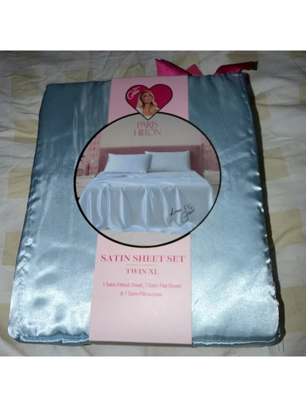 Paris Hilton | Twin XL | Baby Blue Satin Sheet Set New